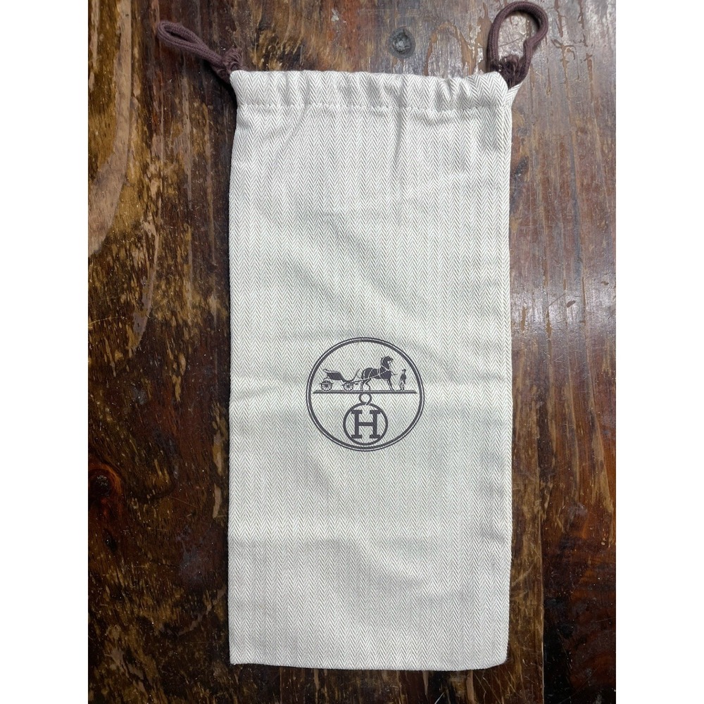 Authentic Hermes Dust Bag Fabric Storage Travel Logo Handbag Belt Shoe 13.5x6.5"